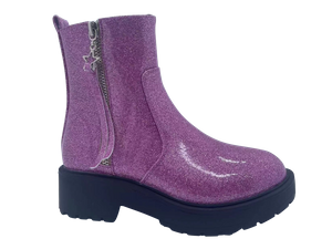Bottes pour filles antidérapantes en PU brillantes et élégantes