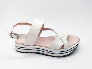 Sandales pour femmes à bride à boucle de mode minimaliste blanche