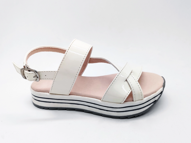 Sandales pour femmes à bride à boucle de mode minimaliste blanche
