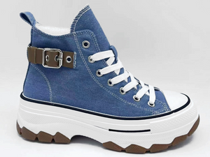 Chaussures confortables bleues magnifiquement moulées par injection de haute qualité avec boucle artisanale pour femmes