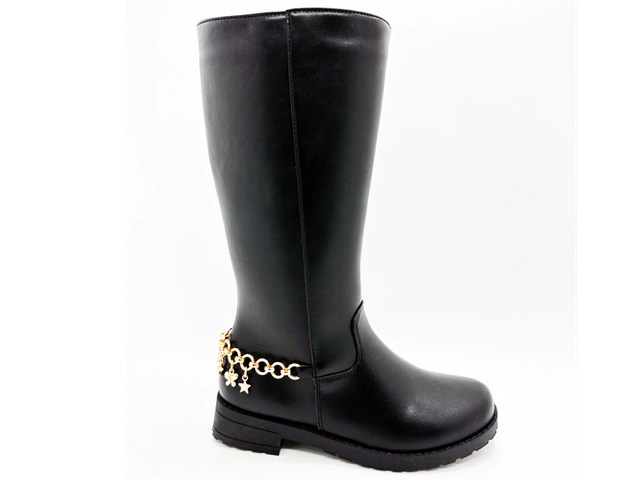 Bottes hautes en PU à surface lisse pour femmes 