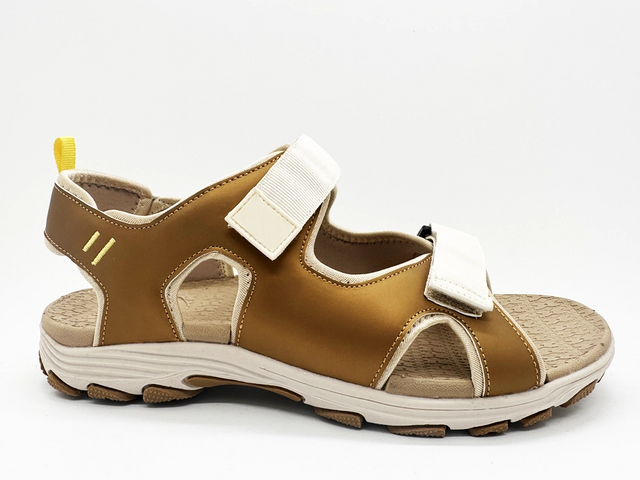 Sandales polyvalentes confortables et élégantes avec fermeture à bande magique pour garçons, couleur camel