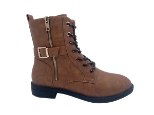 Bottes pour filles en PU uniques marron avec fermeture éclair